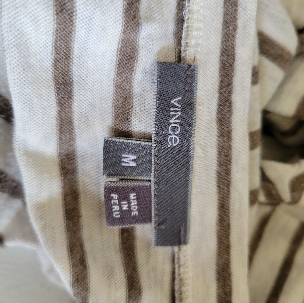Vince Striped Drop Shoulder Long‎ Sleeve Pocket Tee Size M - Picture 6 of 8